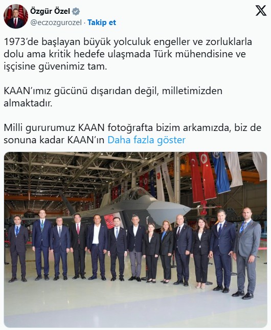 Özgür Özel'den dikkat çeken KAAN paylaşımı...